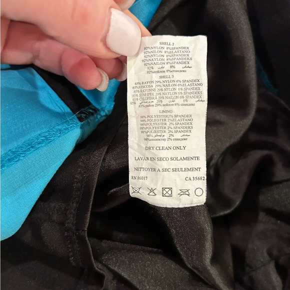 Bebe Melany Mesh Satin Stretch Turquoise Blue and Black Bodycon Pencil Dress XS - Picture 12 of 16